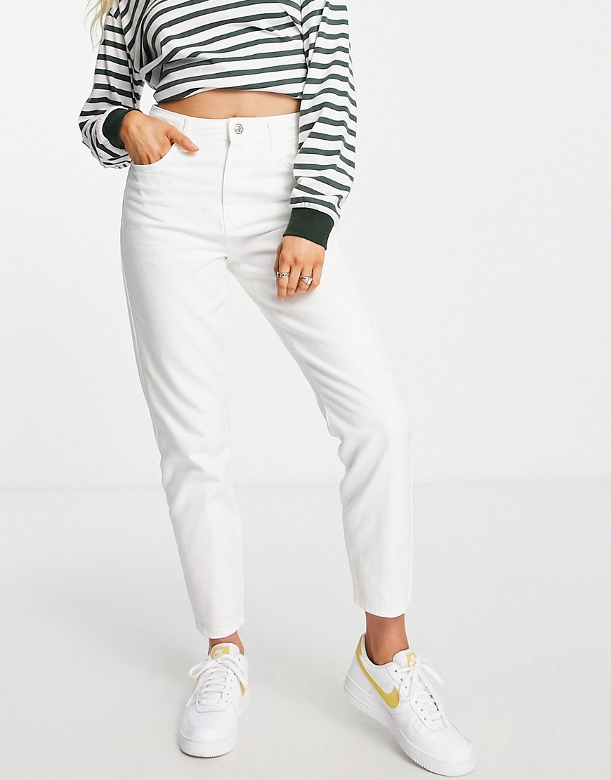 Noisy May Isabel high waisted mom jeans in white