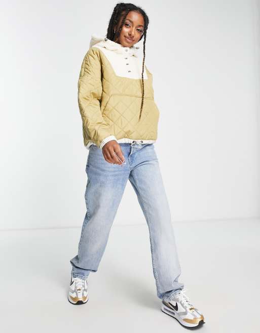 Noisy May – Jacke aus Teddyfell und gestepptem Fleece in Beige mit Kapuze, 4 von 4