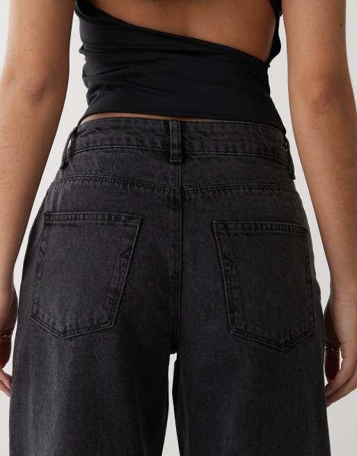 Noisy May Jannel rhinestone high waist loose fit jeans in black, 4 of 5