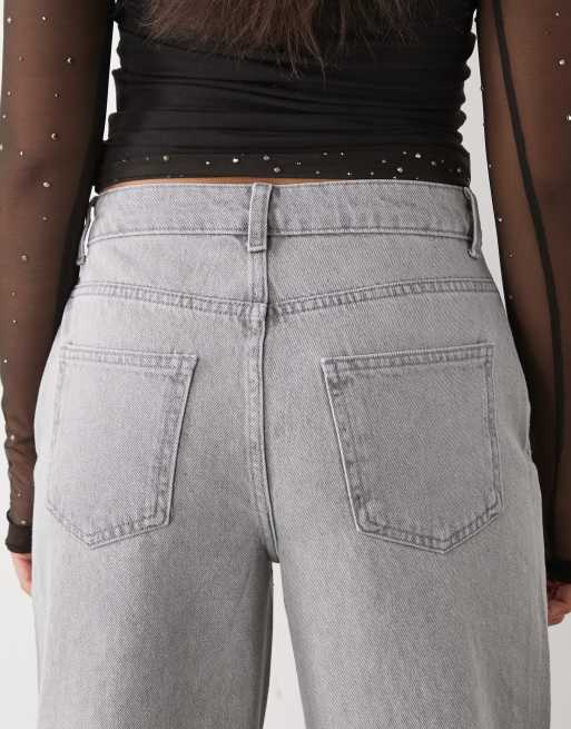 Noisy May Jannel rhinestone high waist loose fit jeans in washed grey, 5 of 5
