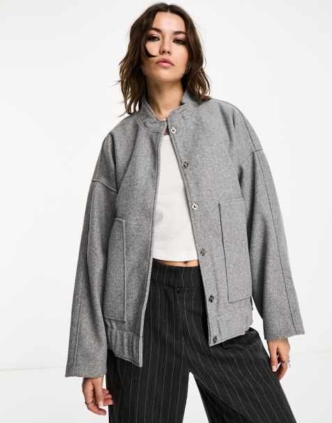 Noisy May brushed bomber jacket in light grey