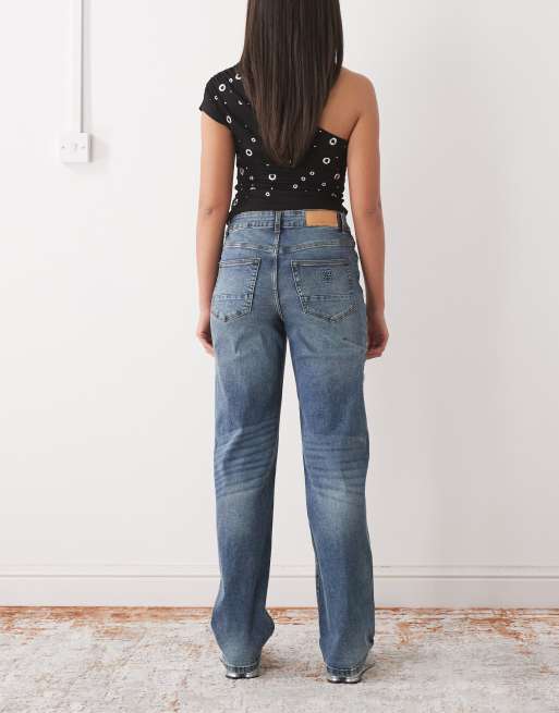 Noisy May – Jeans aus dunkelblauem Denim mit niedrigem Bund und weitem Bein, 2 von 5