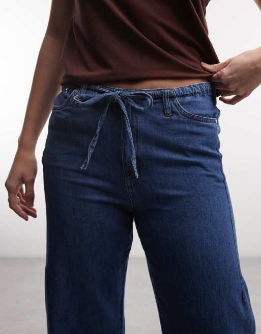 Noisy May jeans met hoge taille en wijde pijpen in middenblauw denim, 4 van 5