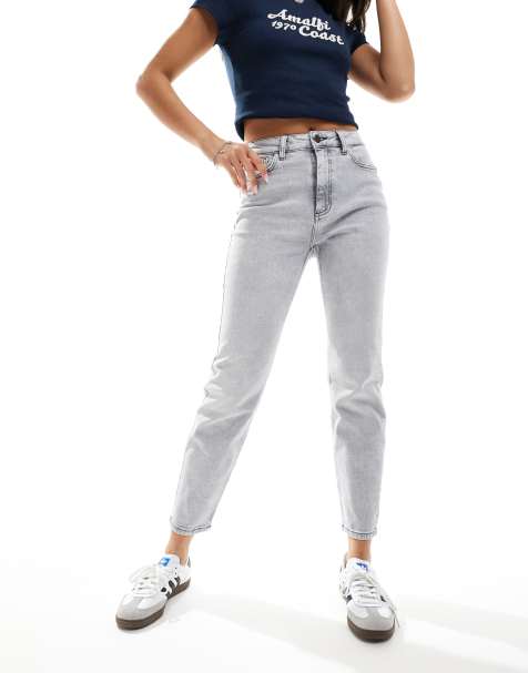 Noisy May - Jeans met rechte pijpen en hoge taille in lichtgrijs met wassing - view 1