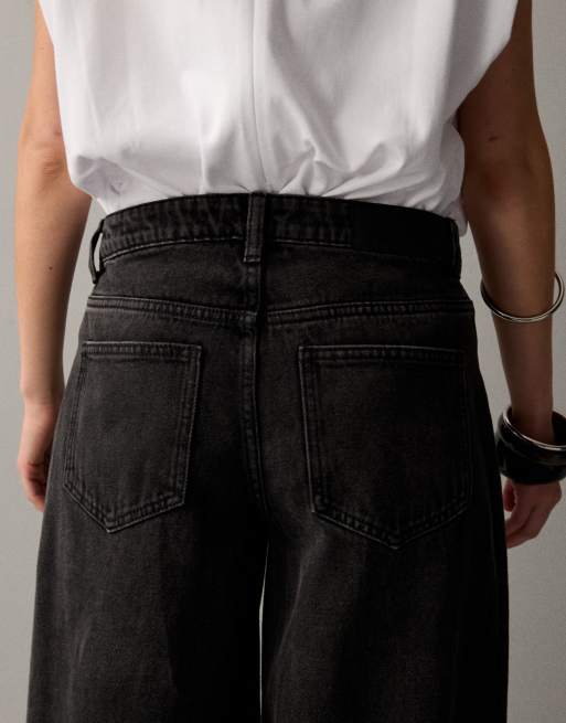 Noisy May - Jeans met wijde pijpen en lage taille in zwarte denim, 3 van 7
