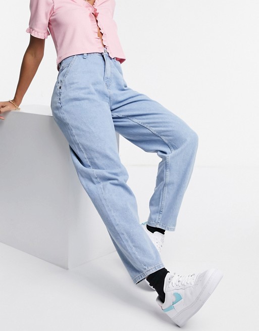 Noisy May jeans with balloon legs in light blue denim