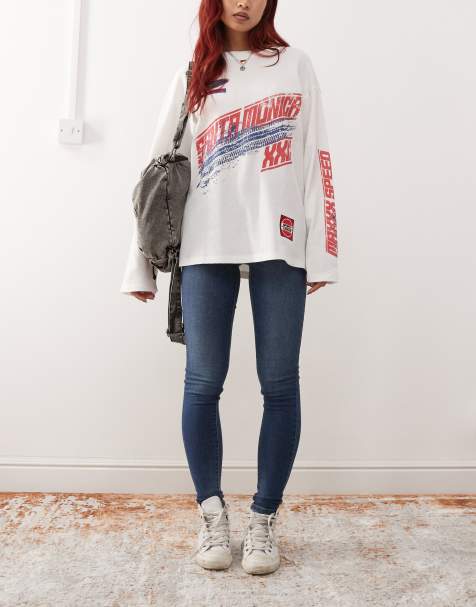 Noisy May – Jen – Mörkblå, urtvättade push up-jeans - view 1