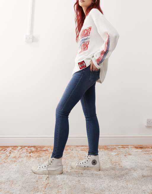 Noisy May - Jen - Mærkeblå forvaskede pushup-jeans, 2 af 5