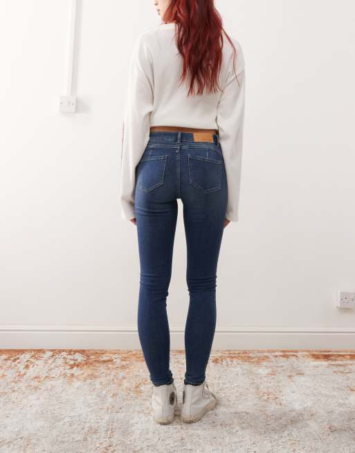 Noisy May - Jen - Mærkeblå forvaskede pushup-jeans, 3 af 5