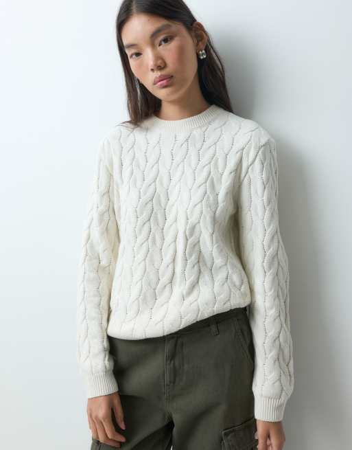 Noisy May jersey de punto de ochos en crema, 4 de 5