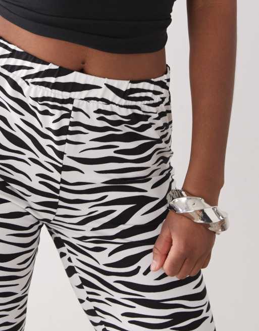 Noisy May jersey flare trouser in zebra