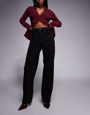 Noisy May Josie High Waist Baggy Jeans In Black