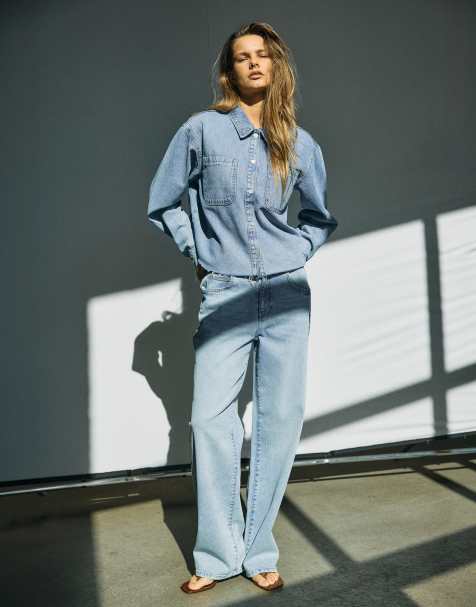 Noisy May Josie high waist baggy jeans in light blue