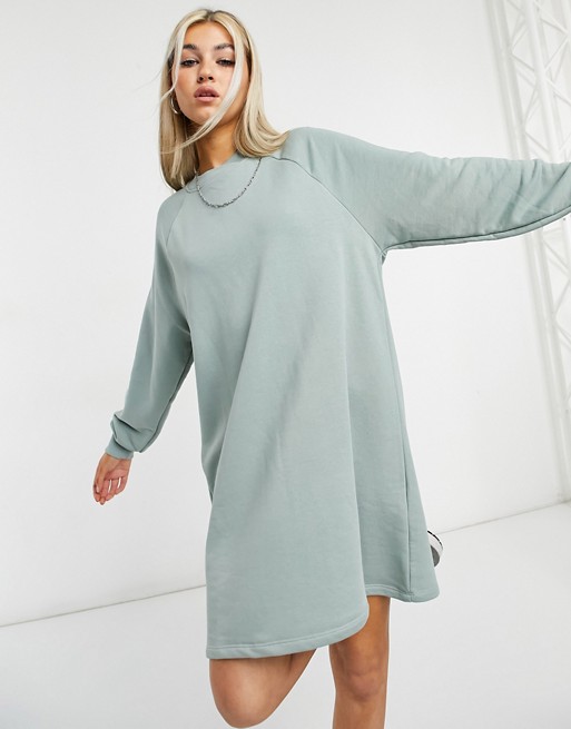 Noisy May sweat mini dress in washed green