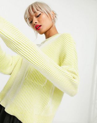 Noisy May jumper with pocket detail in yellow stripe