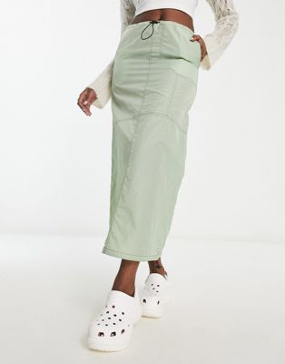 Noisy May drawstring toggle maxi parachute skirt in green - ASOS Price Checker