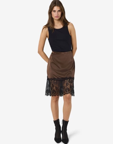 Noisy May - Jupe mi-longue - Marron chocolat - view 1