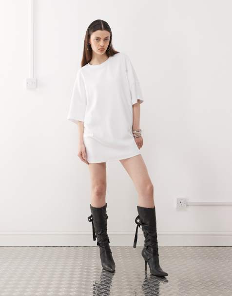 Noisy May – Kastiges T-Shirt-Kleid in Weiß - view 1