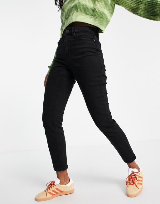 Noisy May Katy high waisted mom jeans in black