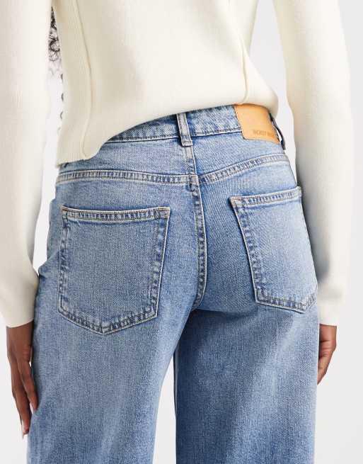 Noisy May Kenzie jeans med mellemhøj talje og brede ben i lyseblå denim, 5 af 5