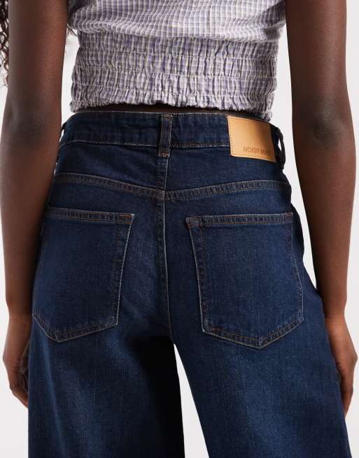 Noisy May Kenzie jeans med mellemhøj talje og brede ben i mørkeblå denim, 4 af 5