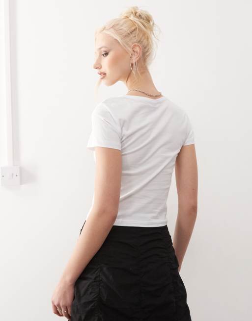 Noisy May – Knapp geschnittenes T-Shirt in Weiß mit „Boys“-Print, 2 von 4