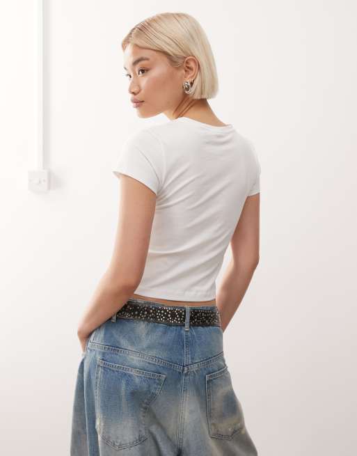 NOISY MAY Damen T-Shirt Nmmathilde – Rundhals, Lässiges Top Mit Rücken-Cutout