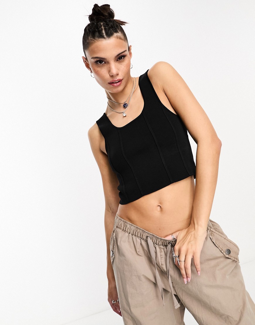 Noisy May knitted ’bandage’ top in black