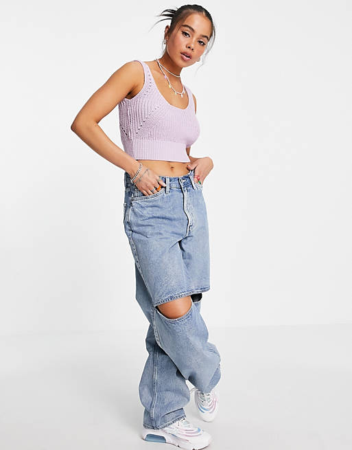 Noisy May knitted cami top in lilac 