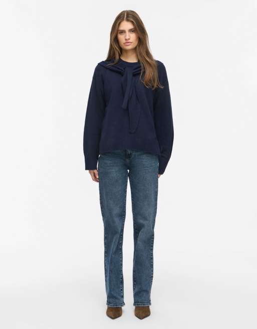 Noisy May Knitted jumper in navy blazer1, 3 of 7