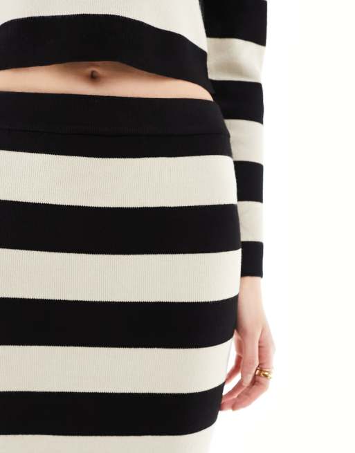 Black and white stripe skirt midi best sale