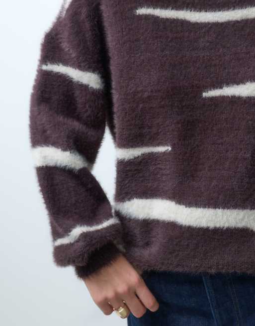 Noisy May knitted oversized sweater in brown abstract print, 4 of 4