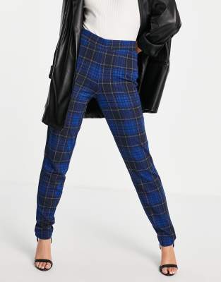 blue tartan trousers womens