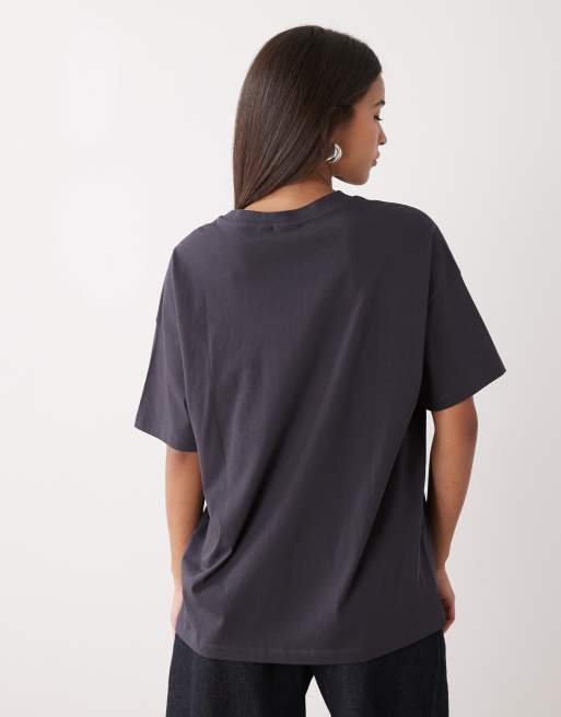 Noisy May - Koksgrå oversized T-shirt med sommergrafik, 3 af 4