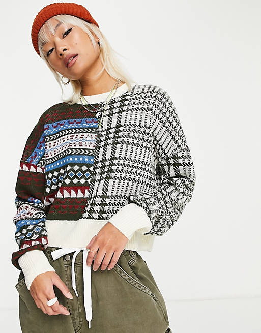Noisy May – Kolorowy sweter w mieszaną kratę