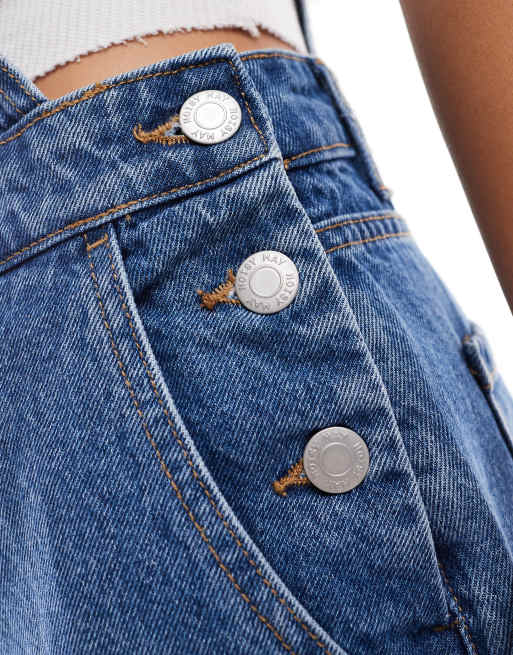 Noisy May – Korta hängselbyxor i denim och mellanljus tvätt, 3 av 4