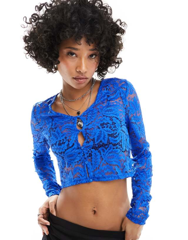 Noisy May - lace cardigan in blue