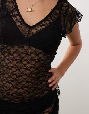 Noisy May Lace Maxi Dress In Black