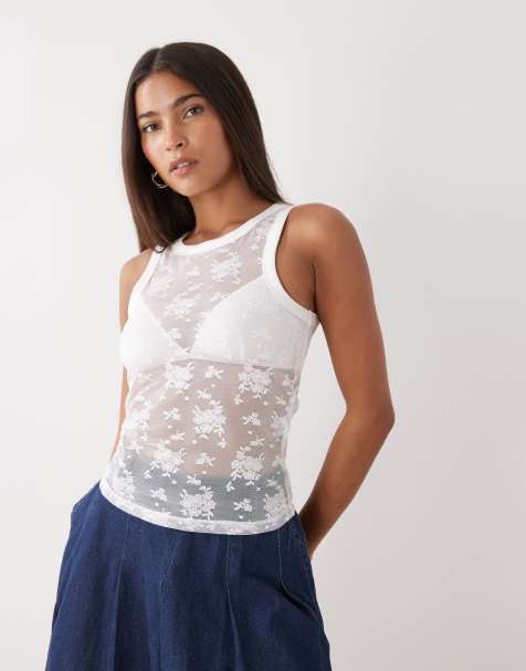 Noisy May lace tank top in white - view 1