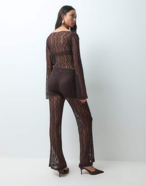 Noisy May lace trousers in brown, 3 of 5