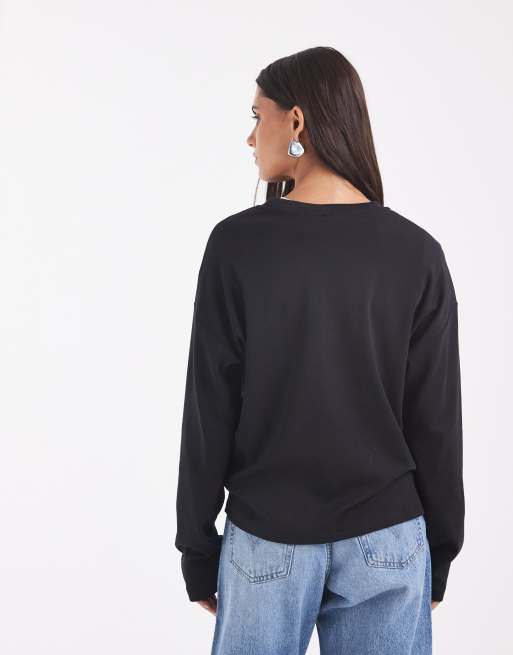 Noisy May – Langärmliges Regular Fit T-Shirt in Schwarz, 4 von 4