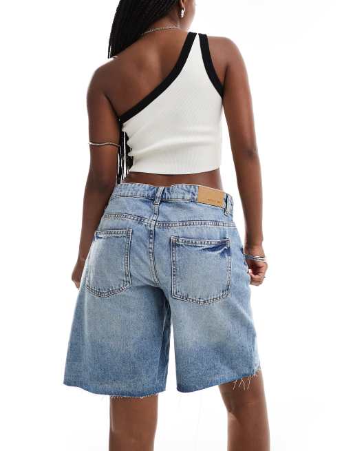 Noisy May – Lediga jeansshorts i ljusblå tvätt med hög midja, 2 av 5