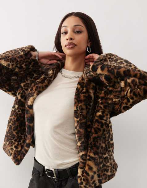 Noisy May – Leopardmönstrad jacka i fuskpäls - view 1