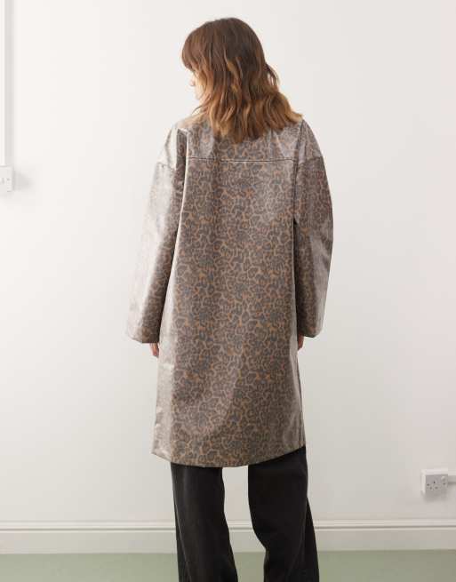 Noisy May – Leopardmönstrad, tunn regnjacka i oversize, 4 av 4