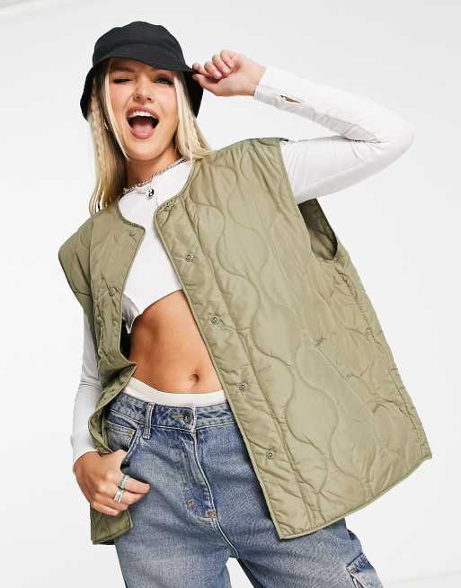 Noisy May - Løgquiltet vest i kakifarvet