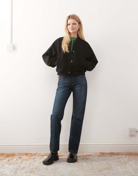 Noisy May lightweight brushed bomber jacket in black - view 1