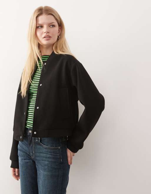 Noisy May lightweight brushed bomber jacket in black, 2 of 4
