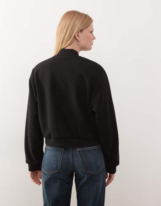 Noisy May lightweight brushed bomber jacket in black, 4 of 4