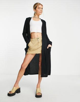 Noisy May lightweight longline cardigan in black