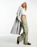 [Noisy May] Noisy May lightweight longline cardigan in grey S GREY